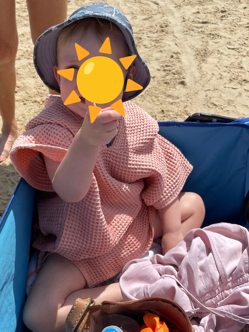 Kids Waffle Poncho Towel- Sand slide 3
