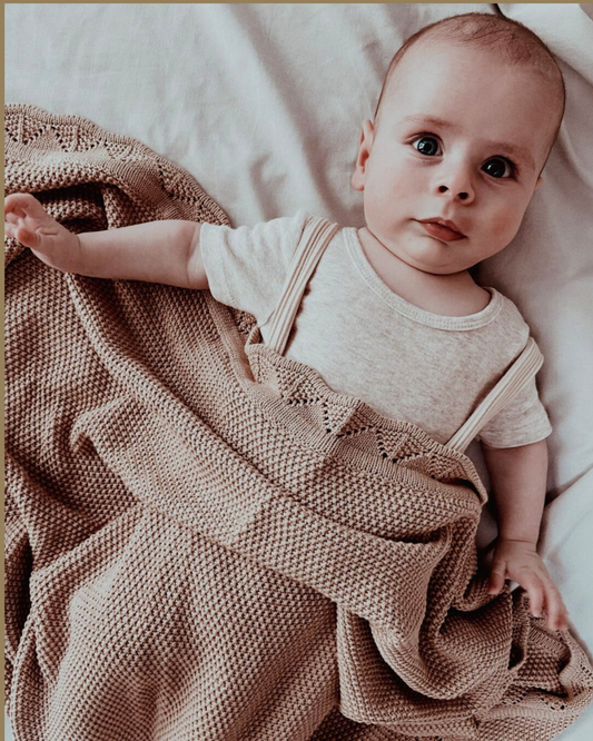 Knit Baby Blanket- Caramel