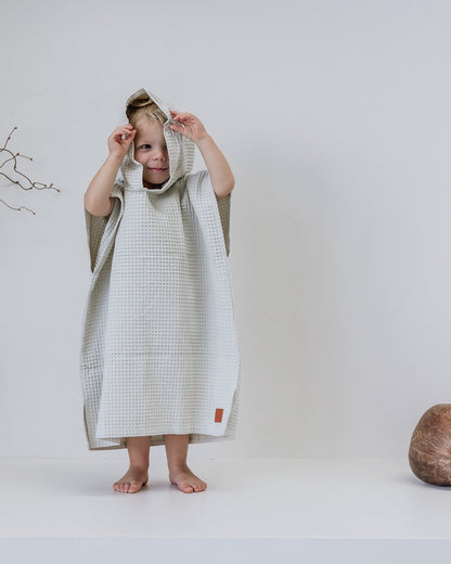 Kids Waffle Poncho Towel- Pistachio