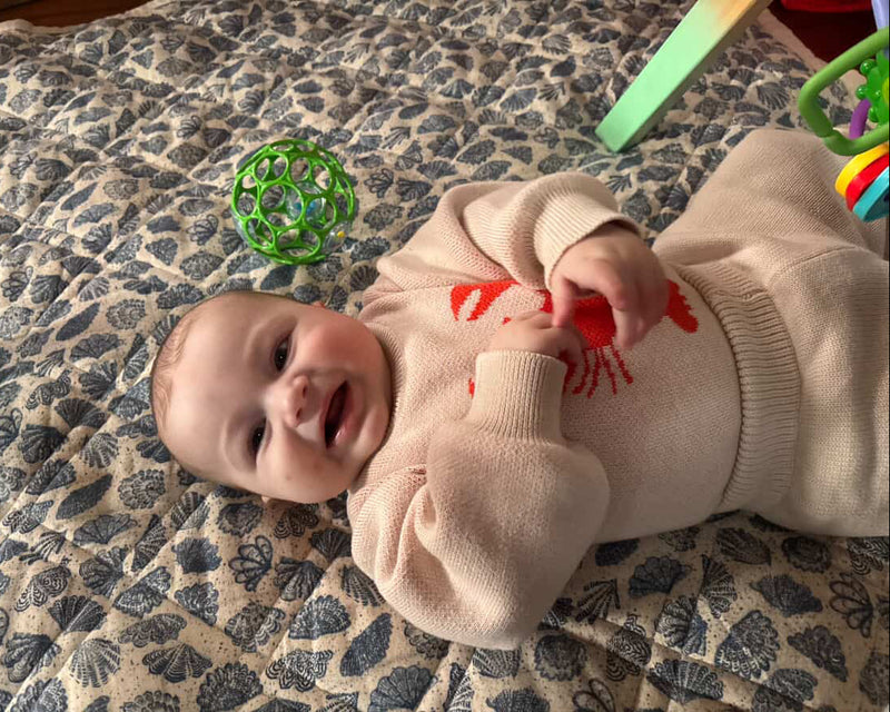 Knit Lobster Romper- Beige slide 1
