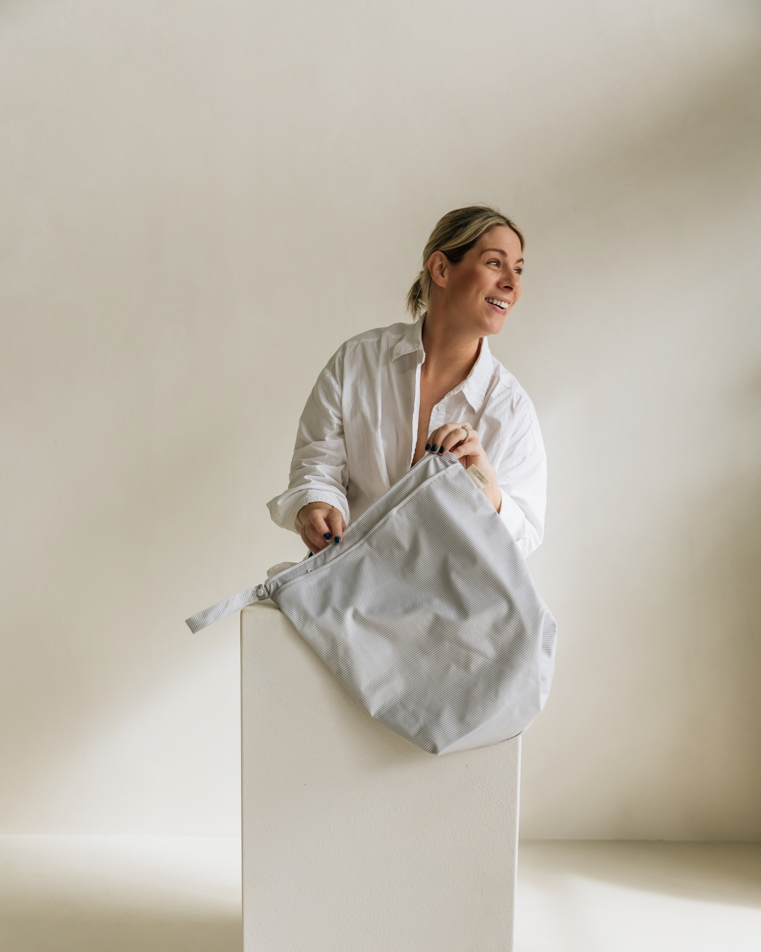 Large Wet Bag- Acorn Pinstripe