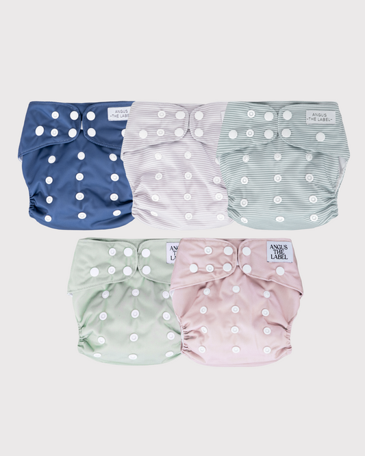 Cloth Nappy Trial Bundle of 5- Ocean