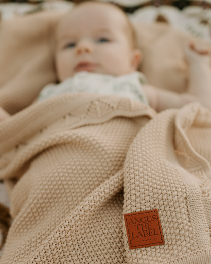 Knit Baby Blanket- Caramel