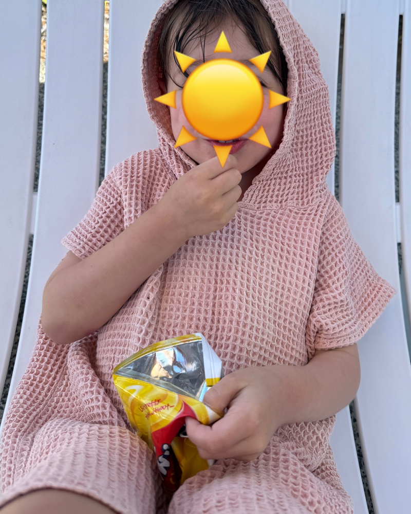 Kids Waffle Poncho Towel- Sand slide 1