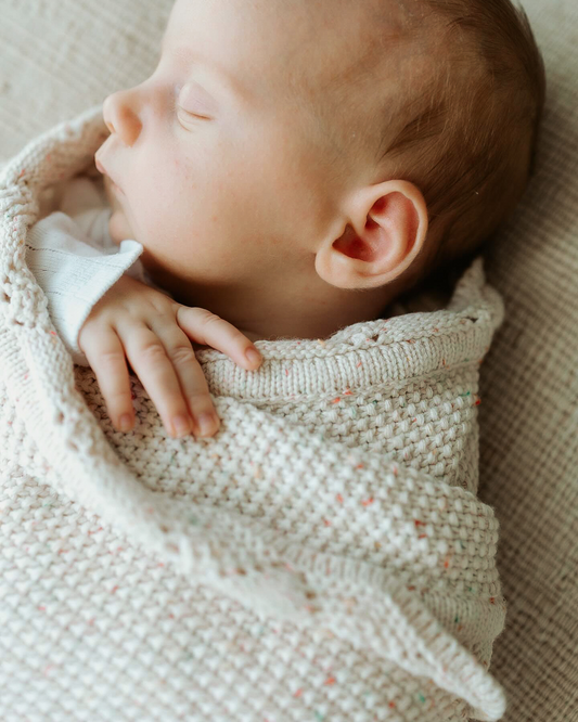 Knit Baby Blanket- Oatmeal Speckle