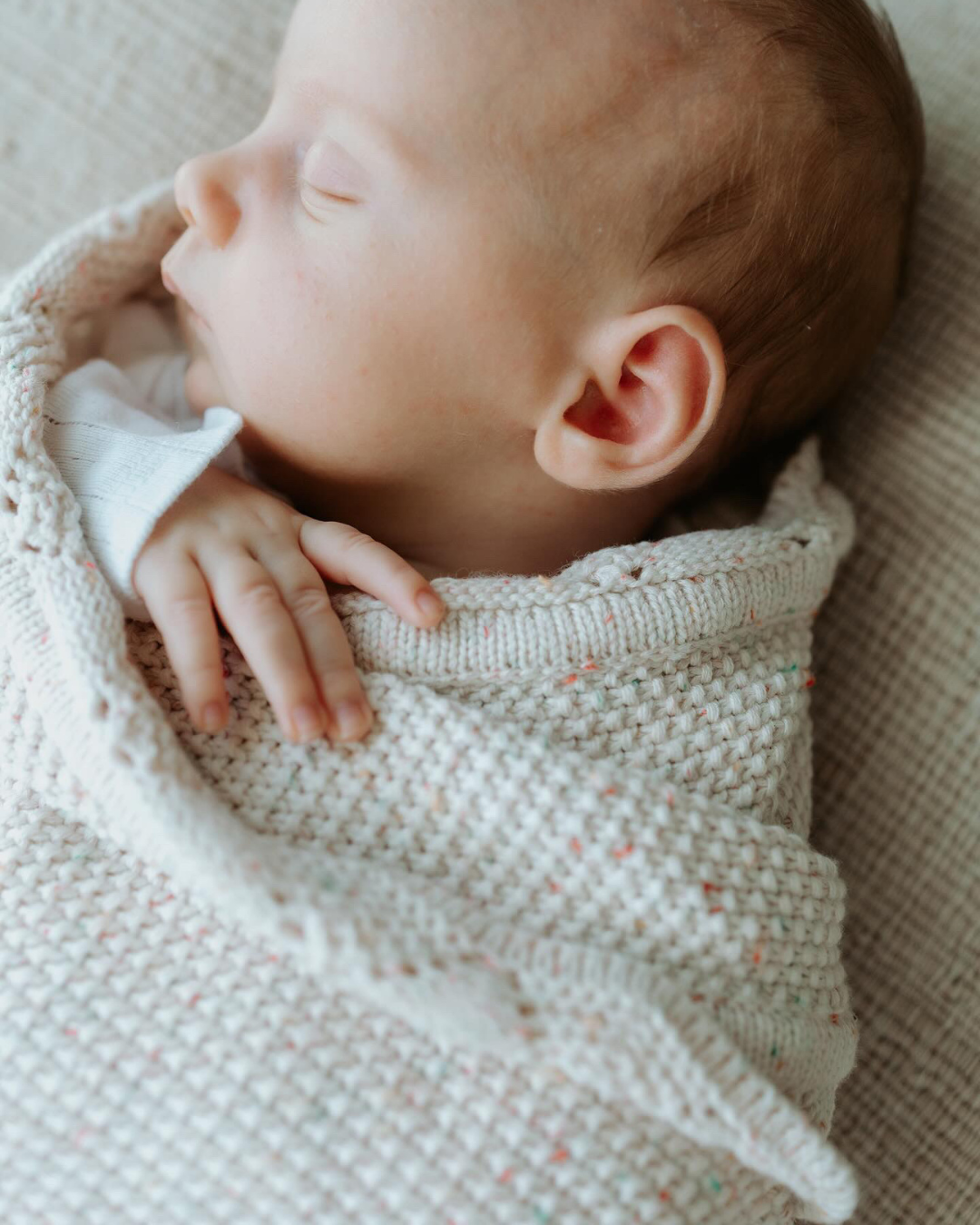 Knit Baby Blanket- Oatmeal Speckle