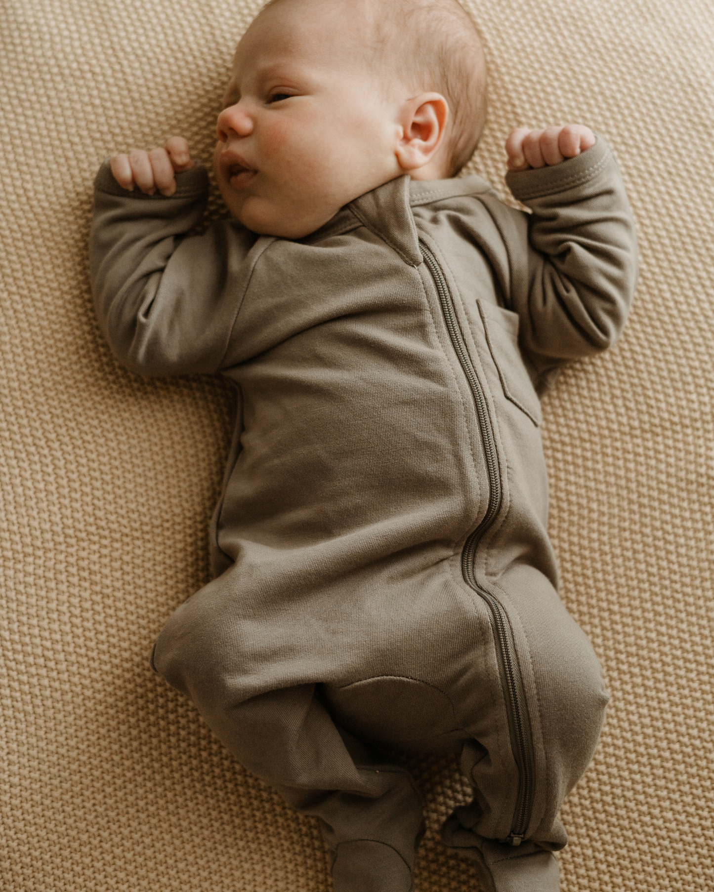 Mitten Cuffed Onesie- Mocha