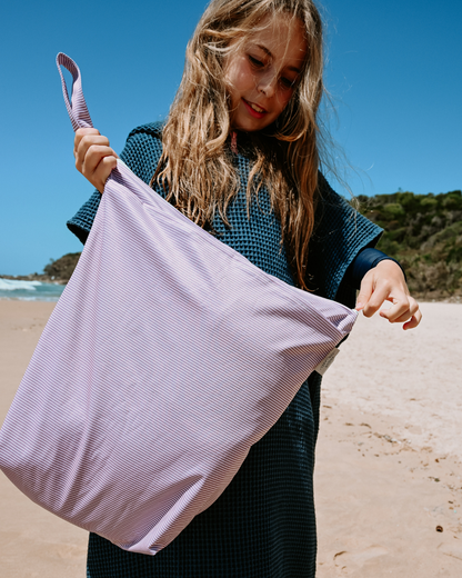 Large Wet Bag- Peony Pinstripe